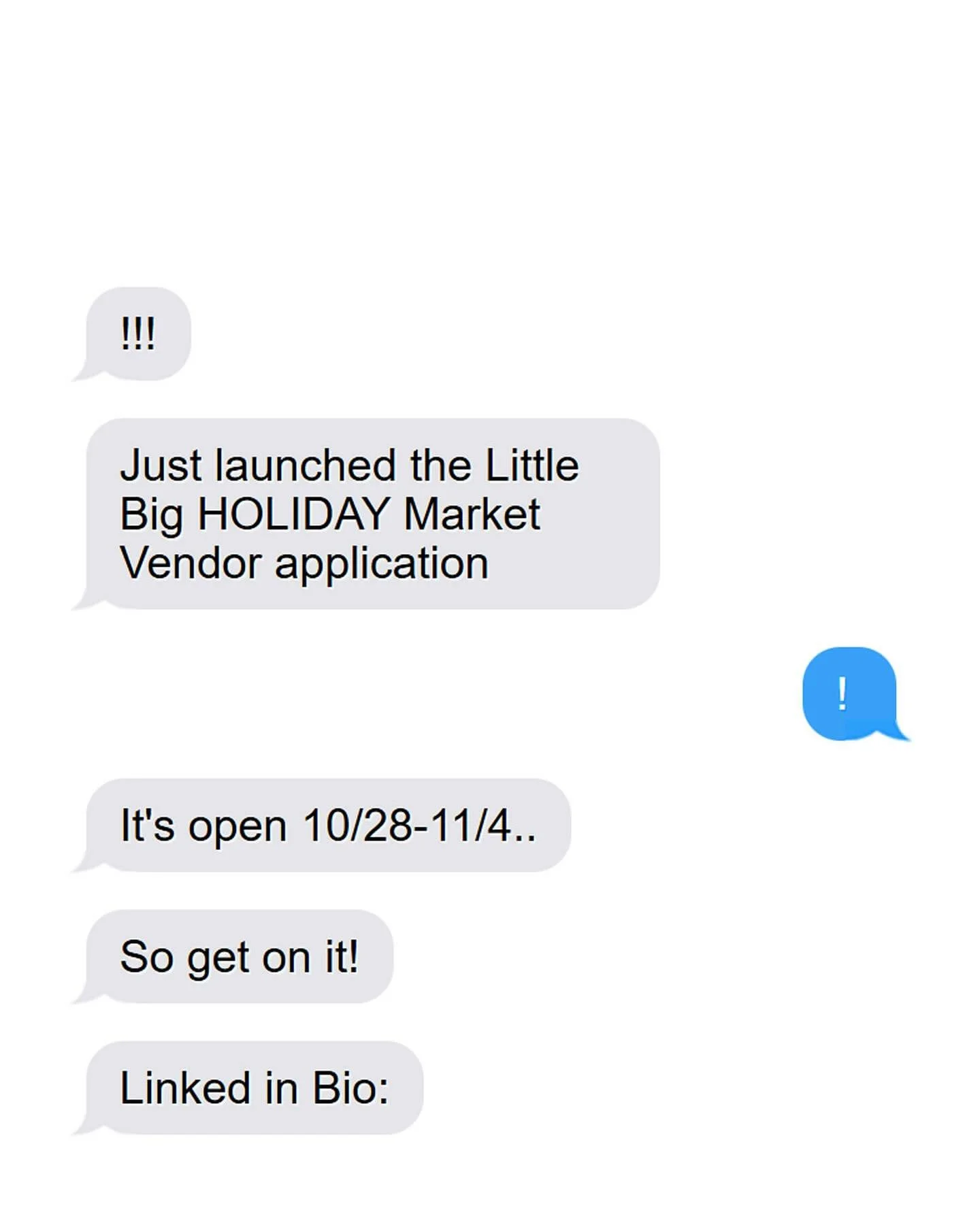 It&rsquo;s the time you&rsquo;ve been waiting for ➜➜➜ The Little Big Holiday Market Vendor Application is 🄾🄿🄴🄽!! 

We&rsquo;re excited to be back @grimmales on 12/14 from 12-5p. 

Interested in vending?? Fill out the form linked in @littlebigmrkt
