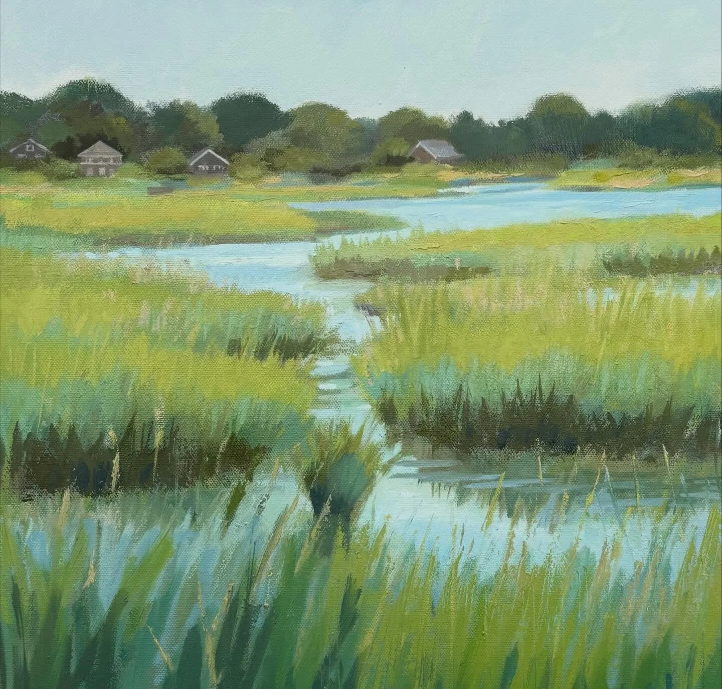 A peaceful moment. Marsh 1 &amp; Marsh 2 18 x 18 oil on Canvas #calming #marshpainting #oilpainting #calm #coastalart #southampton #sagharbor