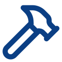 Hammer icon representing building and construction work.