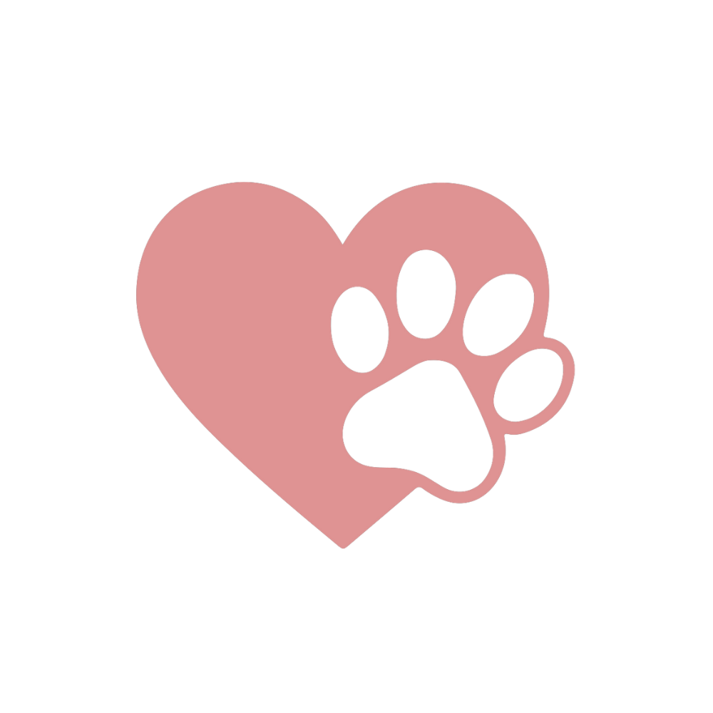 Pink heart with a white paw print