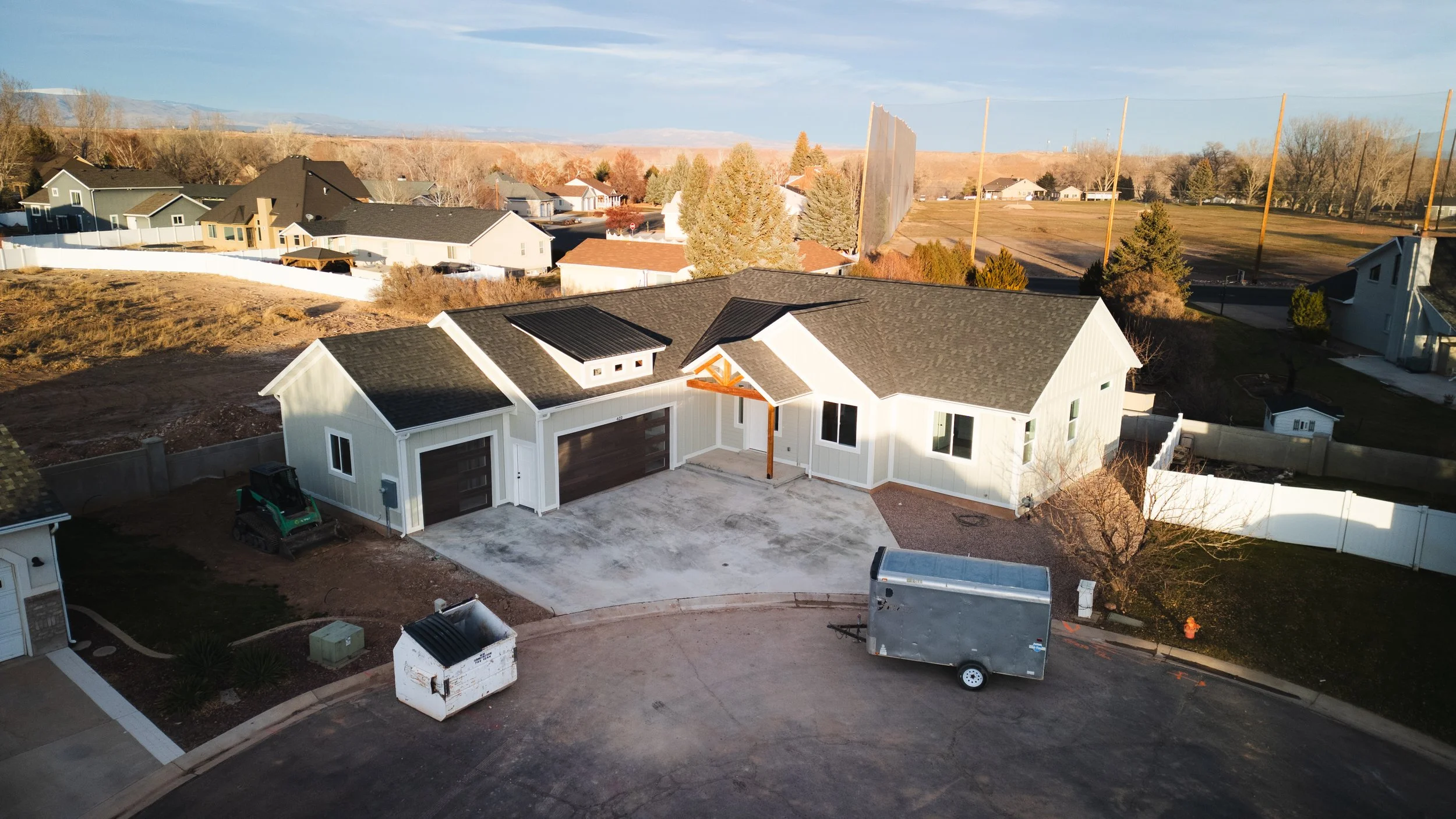 An example real estate listing photo using Drone technology of a modern house under construction. Real estate listing drone photography and videography services in Roosevelt, Vernal, Uintah Basin, Utah, and nationwide.