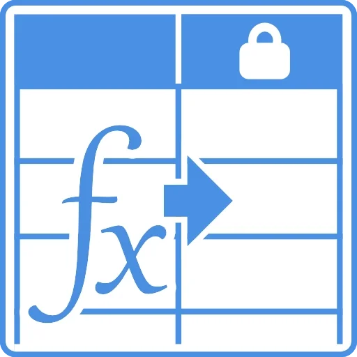 An outline of a mathematical integral symbol with 'f(x)' inside, an arrow pointing right, and a small lock icon at the top right corner.