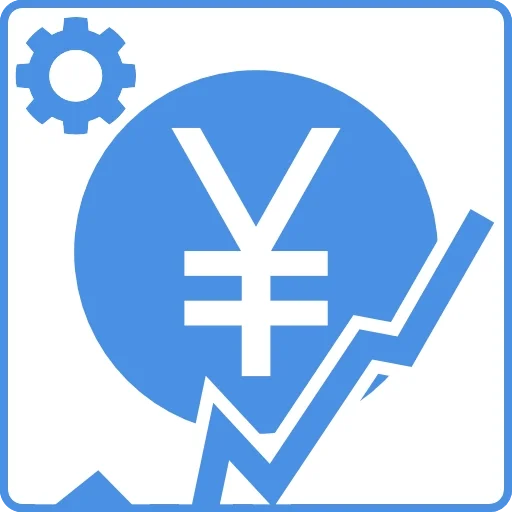 Icon of the Japanese Yen currency symbol with a rising line graph indicating financial growth.