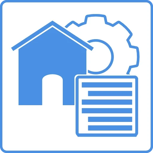 Home, Admin Gears and a Report icon