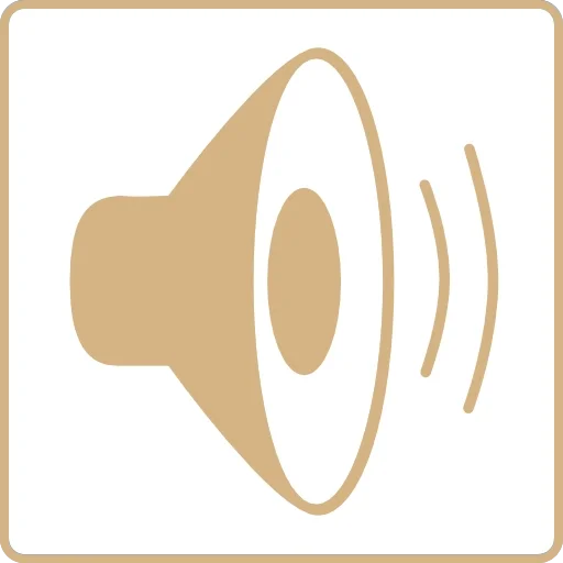 Icon of a loudspeaker emitting sound waves.