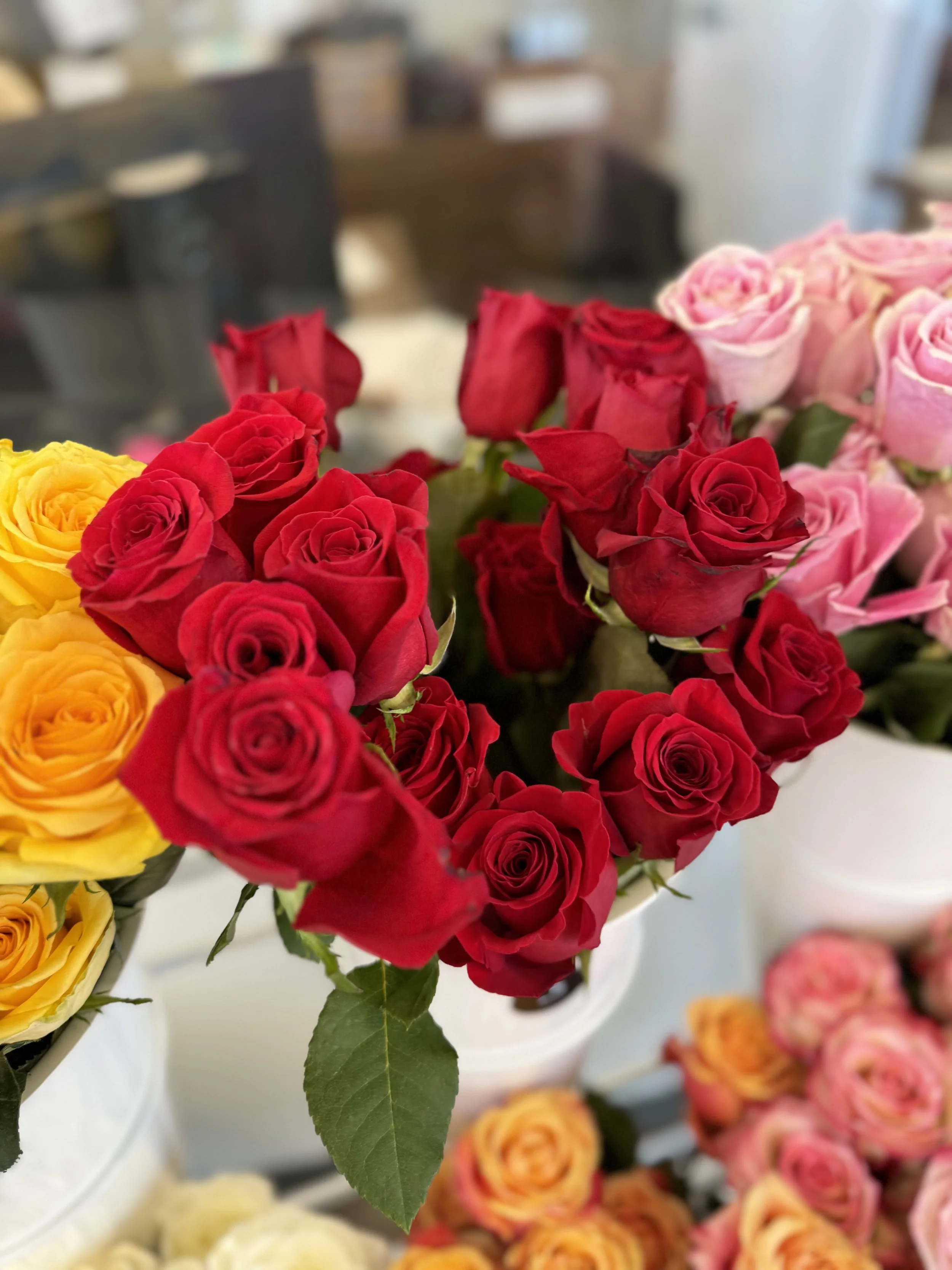 Bud Vase – 3 Red Roses with Greenery & Filler