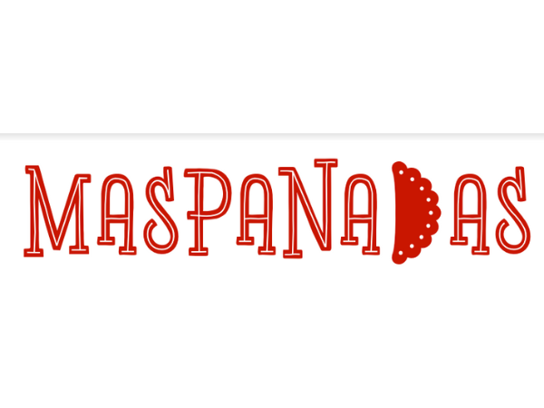 Stylized red text spelling 'MASPANADAS' with a taco shape replacing the letter 'A'.