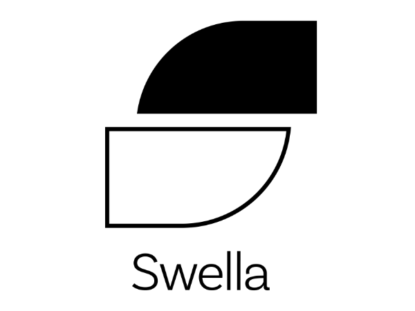 Logo with abstract shapes and the word 'Swella' beneath it.