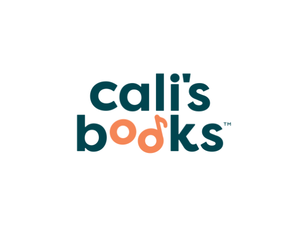 Logo of Cali's Books with stylized text in teal and peach colors.
