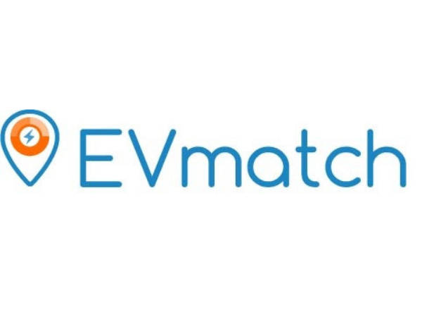 EVmatch logo with a location pin icon containing a lightning bolt inside it.