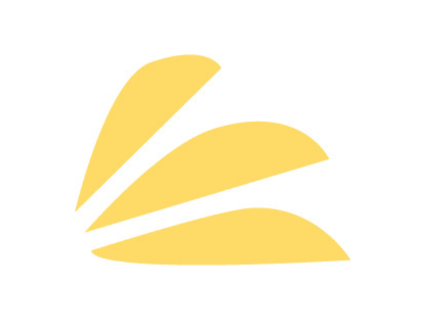 Stylized yellow and white abstract design with curved shapes.