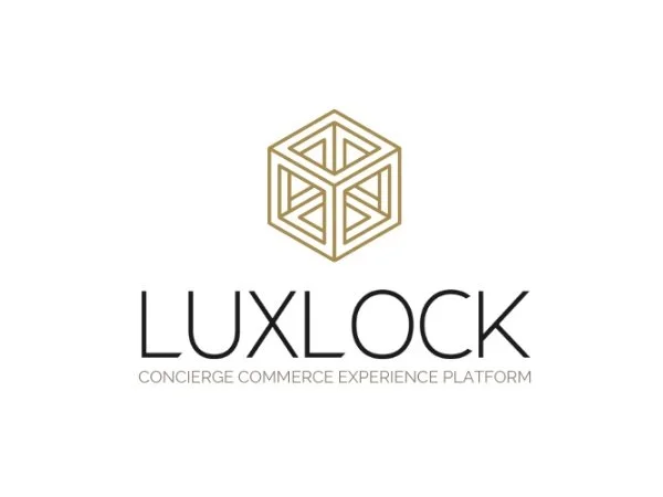 Luxlock logo with a gold geometric cube icon and the text 'LUXLOCK' below, along with the tagline 'Concierge Commerce Experience Platform'.