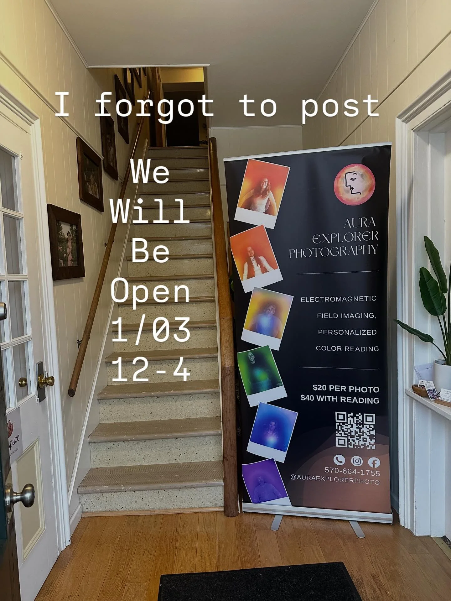 ✨The Studio is open at least for tomorrow.
Come see us Saturday Jan 03 from 12-4.
I was supposed to post last week but with being in a time glitch I forgot. Come and see what the holidays did to your energy ✨

#aura #auraphotography #auraexplorerphot