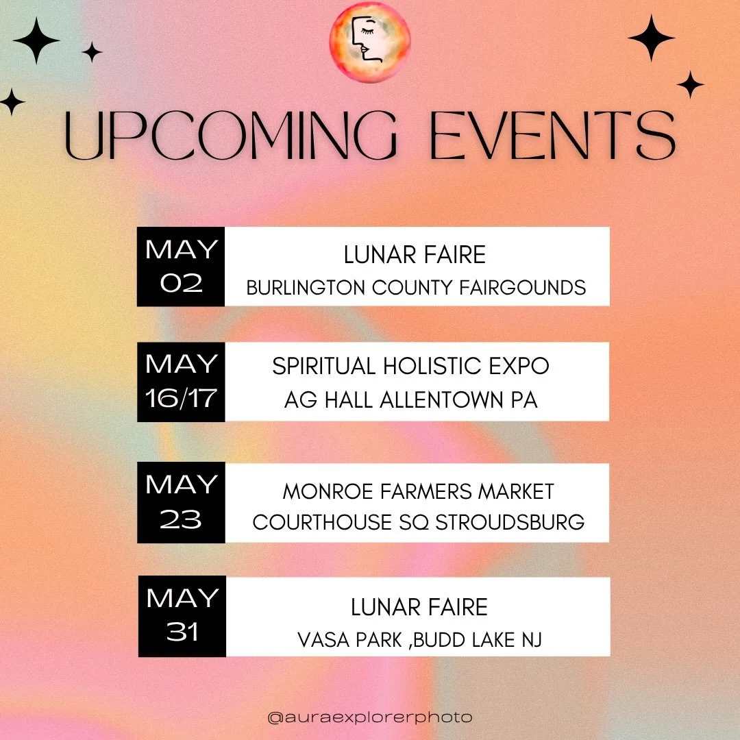 Come see us at one of these fun events
@lunarfaire 
@spiritualholisticexpo 
@monroefarmersmarket 
You can also schedule a appointment for a in-studio reading on our website
Link in bio
We also have private parties this month contact us for a aura par