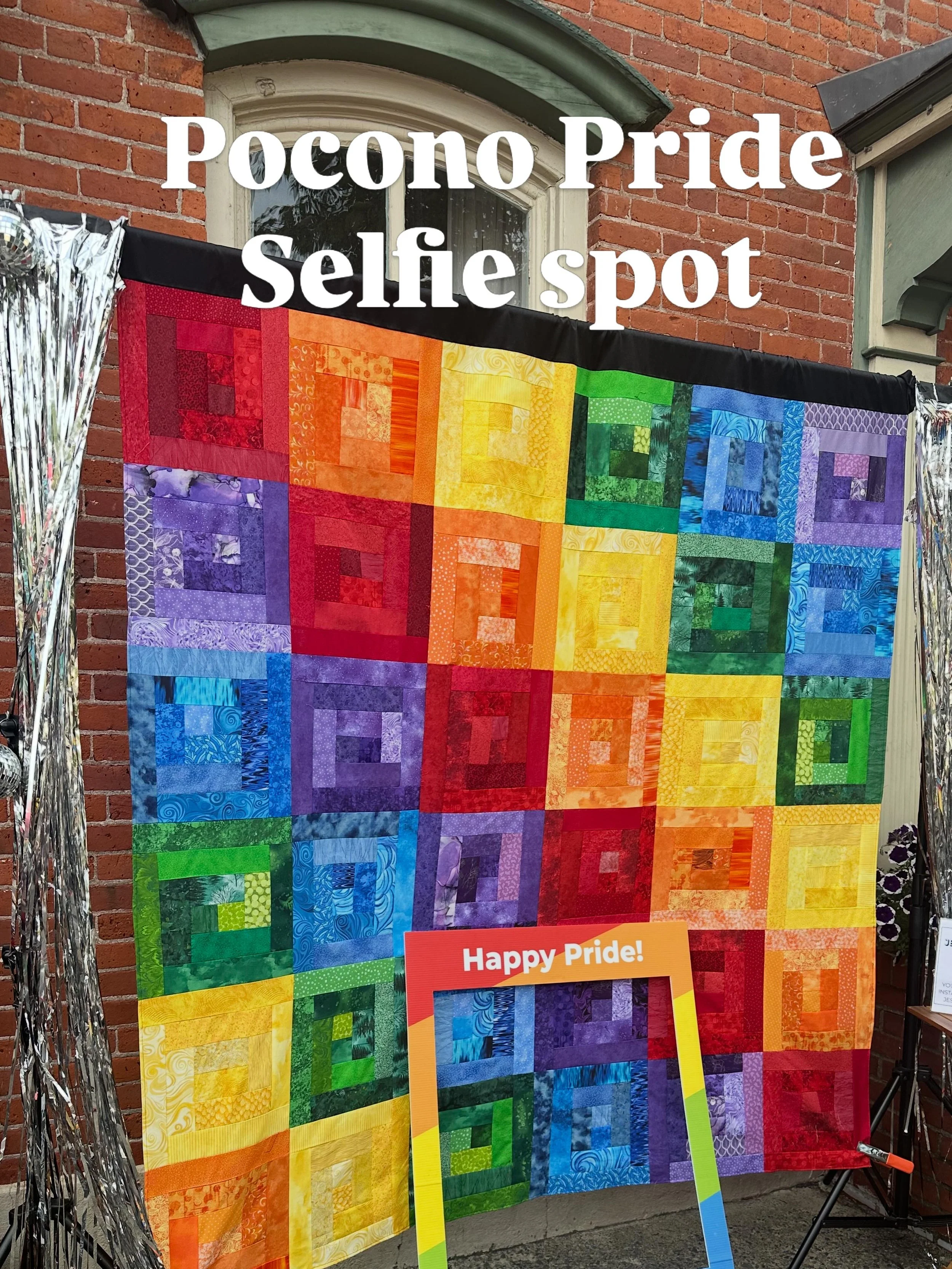 Pocono Pride fest is happening right out front my door on the Courthouse Square in Stroudsburg. 

Come take a picture in front of my rainbow selfie spot on Sunday June 7 as we celebrate pride in the Poconos. I made this quilt with love and want you t