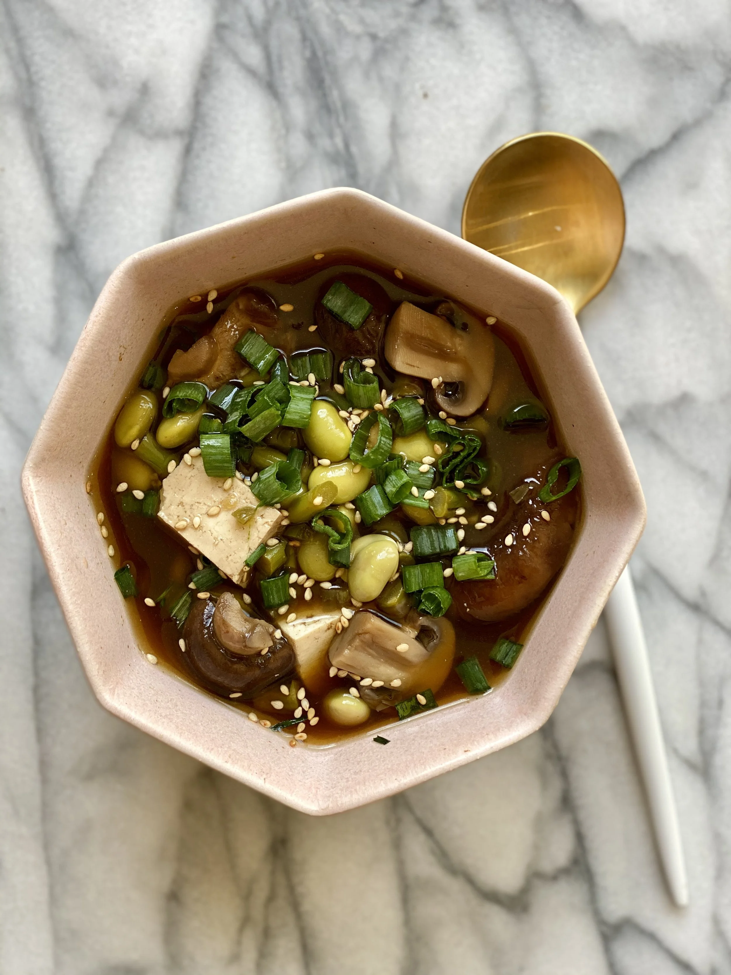 Vegan Tofu and Mushroom Asian Soup