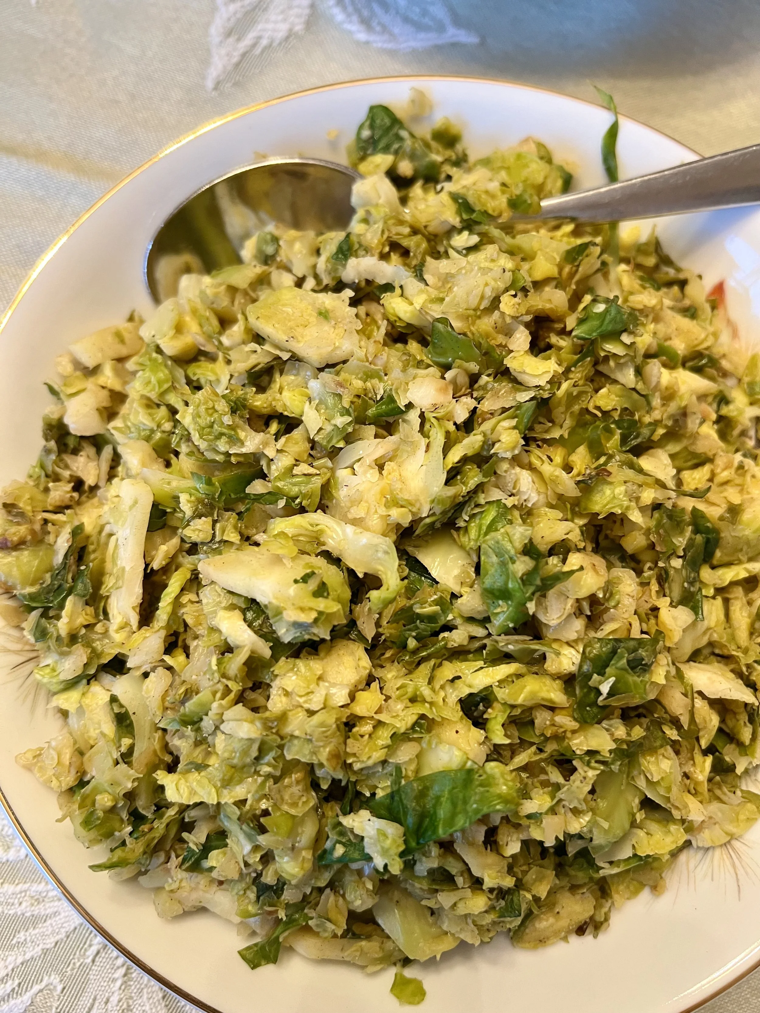 Lemon and Parmesan Cheese Shredded Brussel Sprouts