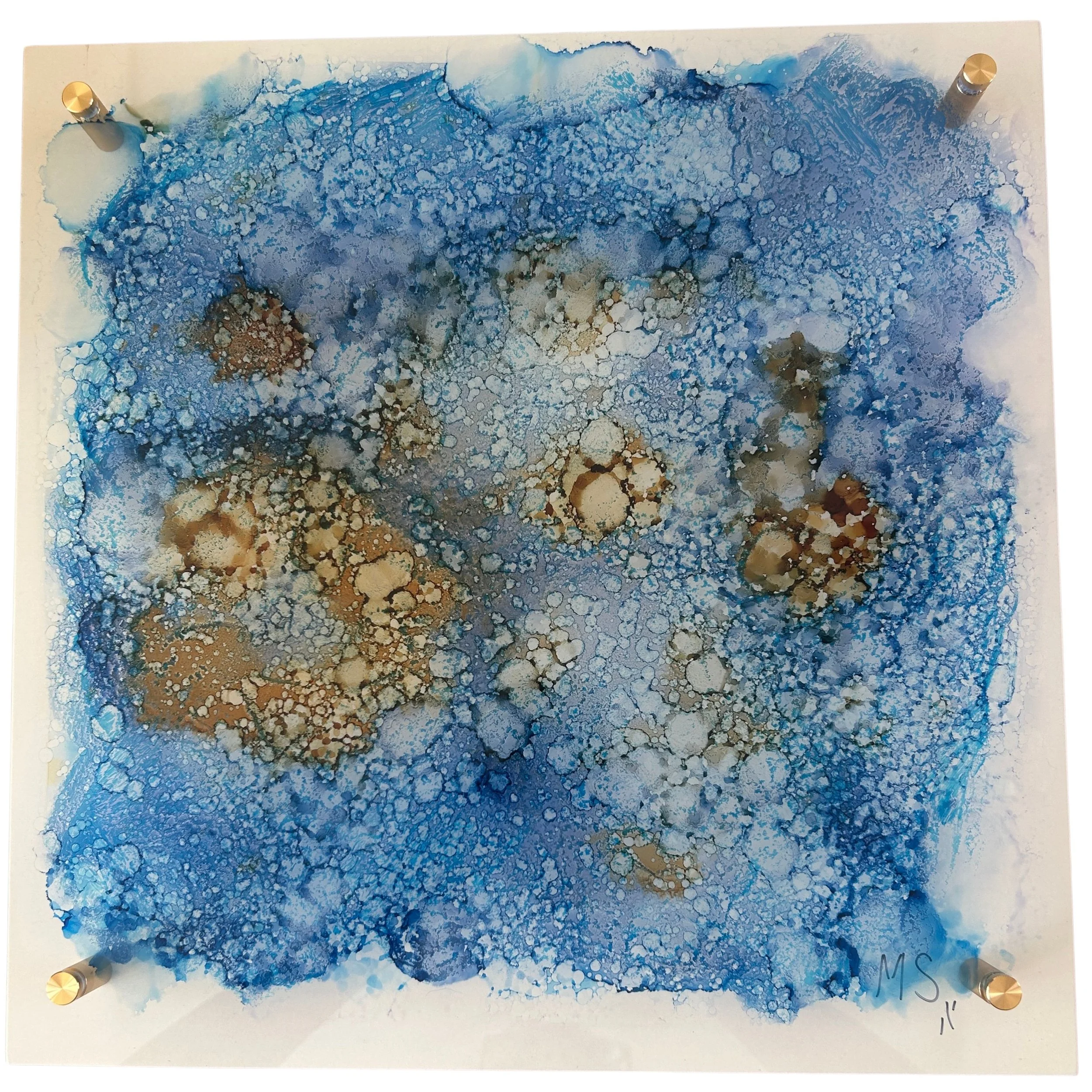 Blooming Mirage- Two Colors 16 X16 Alcohol Ink on Acrylic