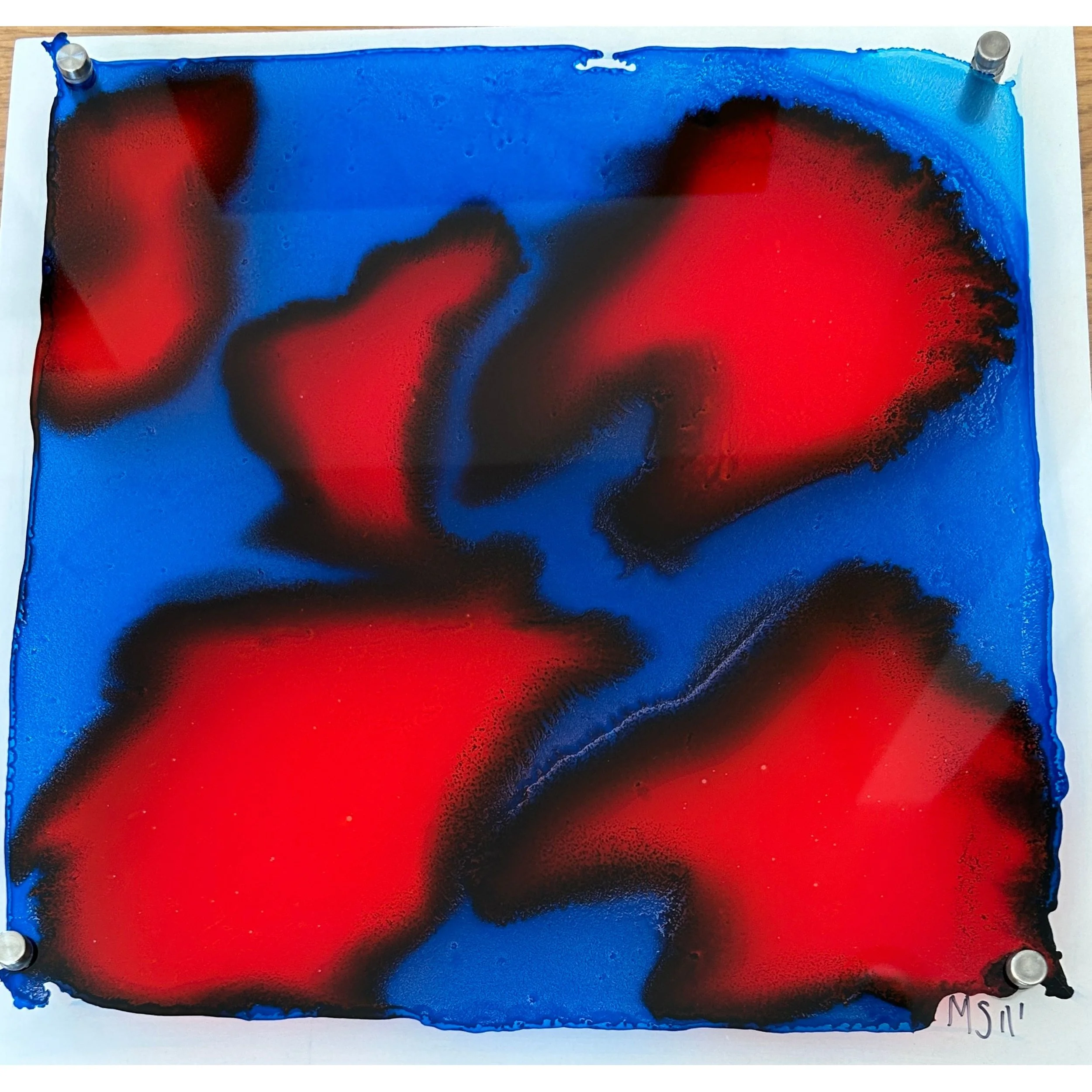 Independently Bold- Two Colors 16 X 16 Alcohol Ink on Acrylic