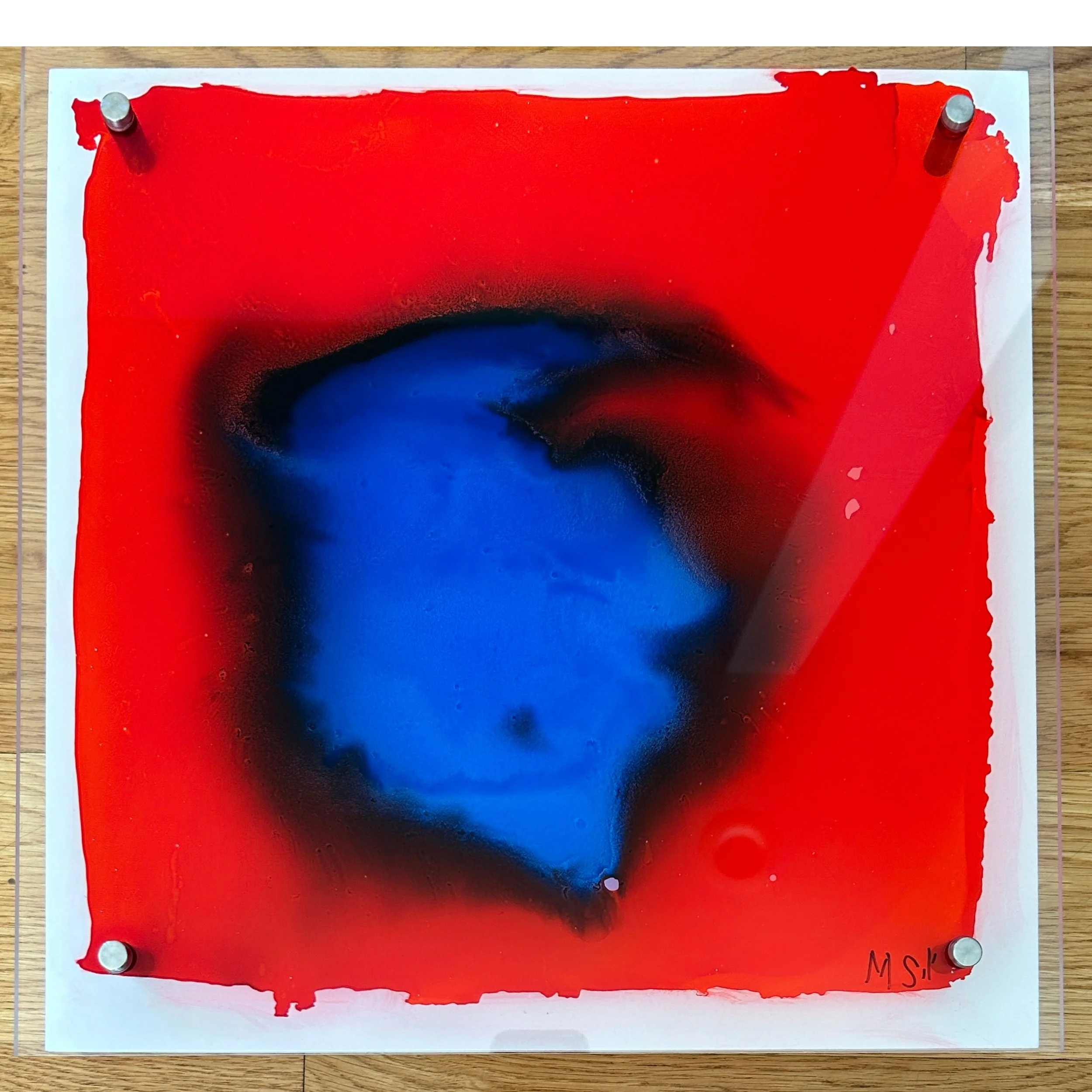 Independently Bold- Two Colors 16 X 16 Alcohol Ink on Acrylic