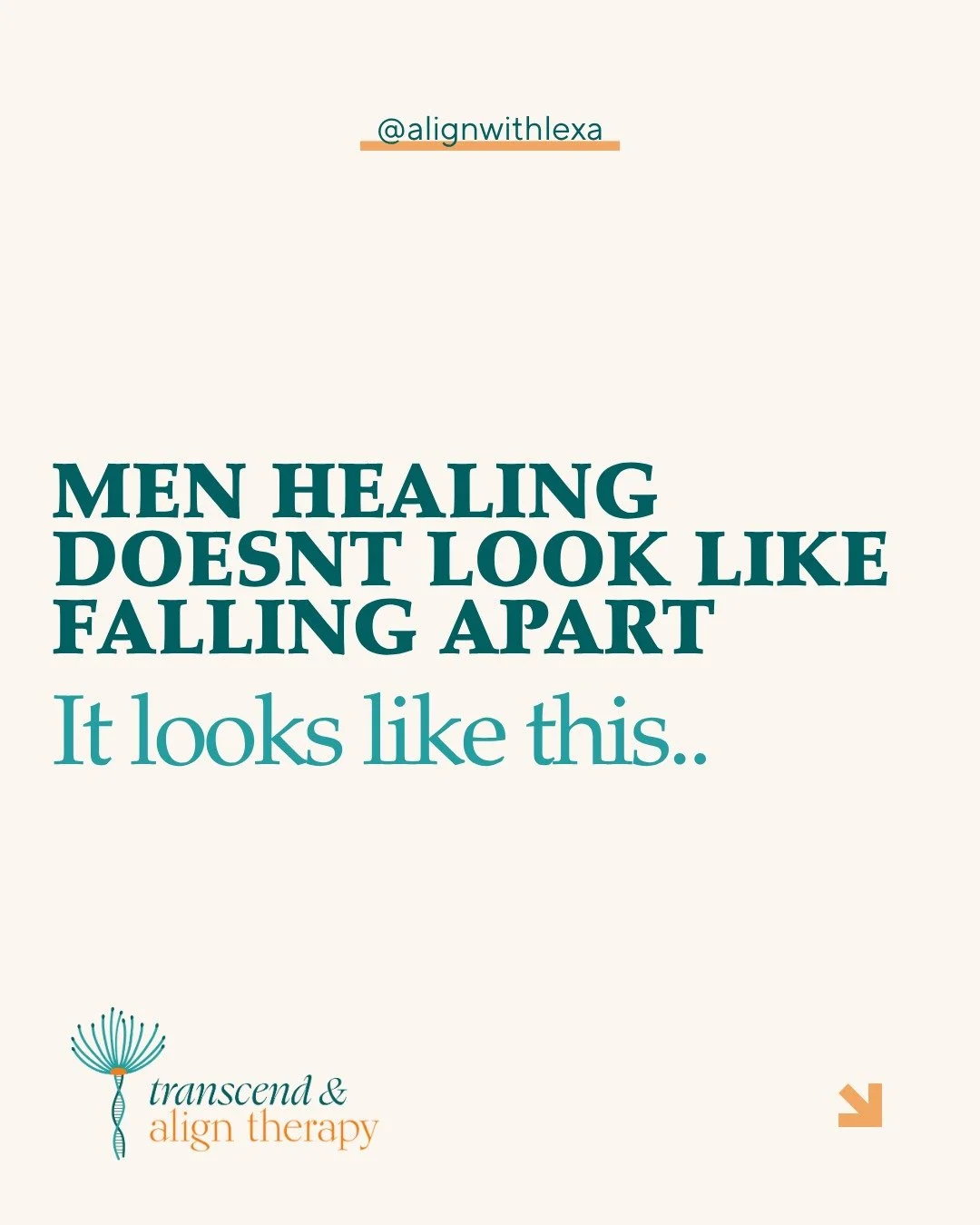 Men's healing can look many different ways.

it's not dramatic. it's not a breakdown. it's not becoming someone unrecognizable.
it's quieter than that. it's the moment you catch yourself before you react and say wait, what's actually going on with me