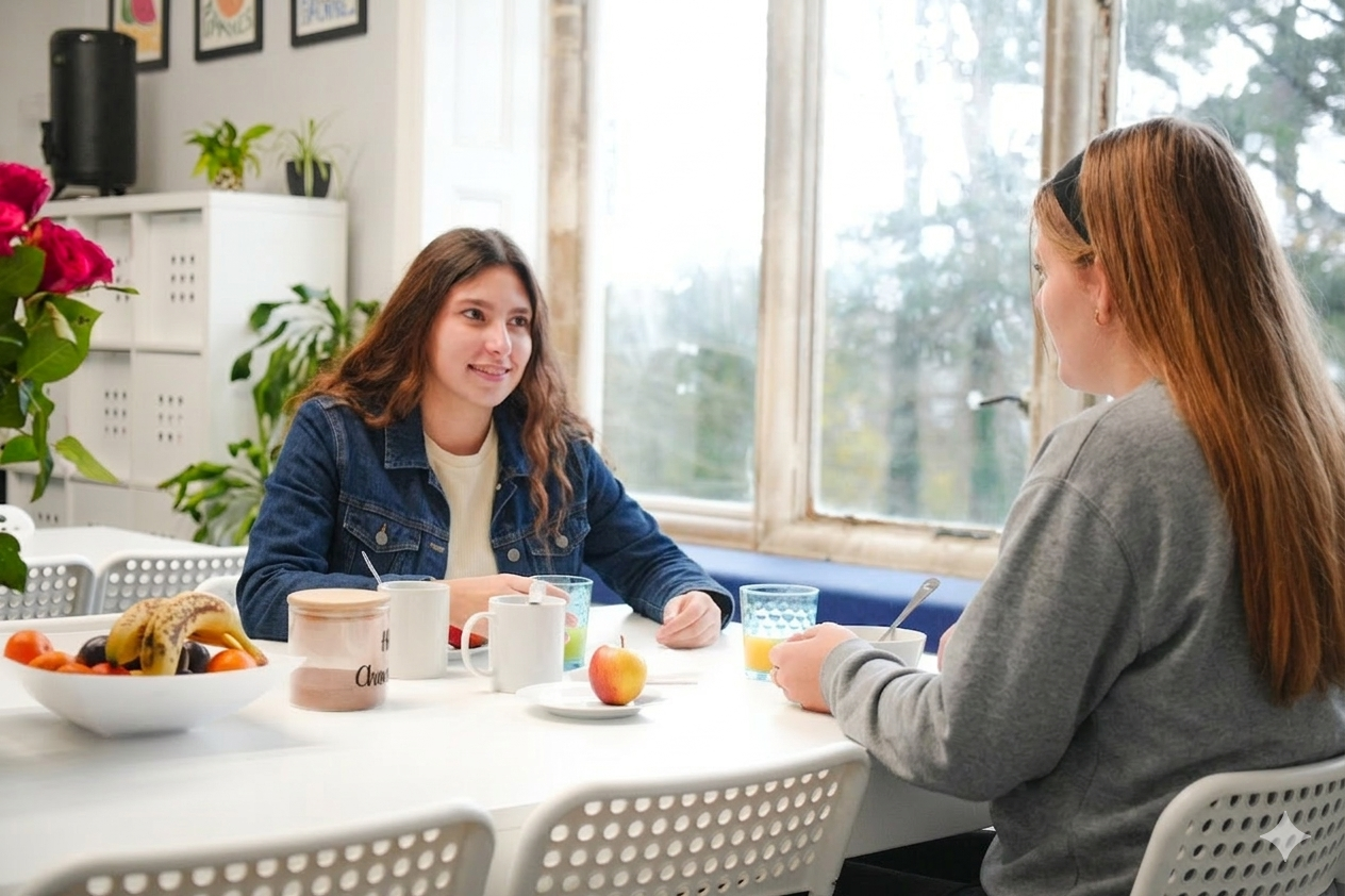 imagen alumnos desayunando en el comedor