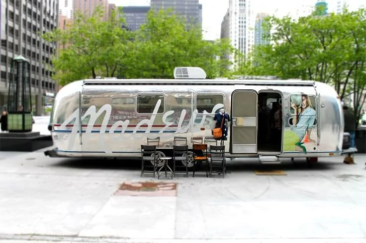 Madewell used a custom Airstream in New York City for a branded pop-up experience, offering customers a fresh way to interact with the brand through mobile retail and street-level engagement.
