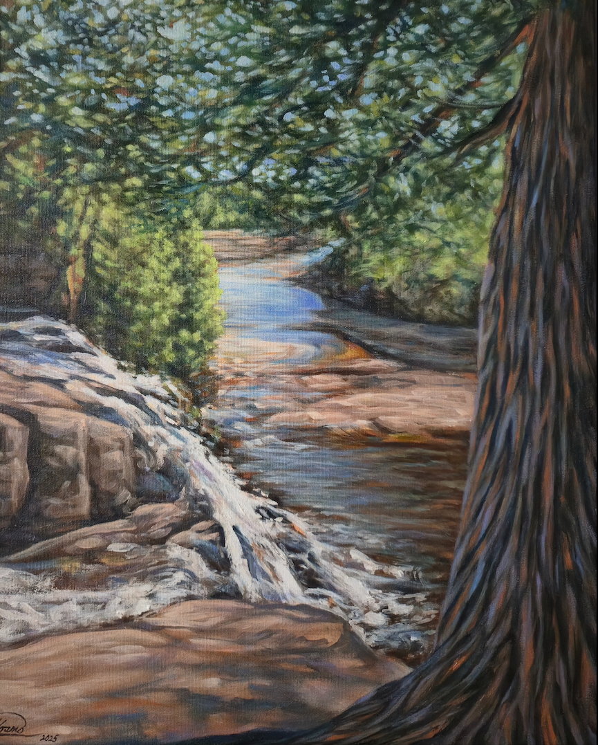 'Gooseberry Upper Falls II' - Original for sale - Painting of Gooseberry river on another beautiful summer day.
