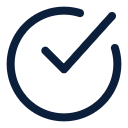 A dark blue checkmark inside a checkmark circle icon