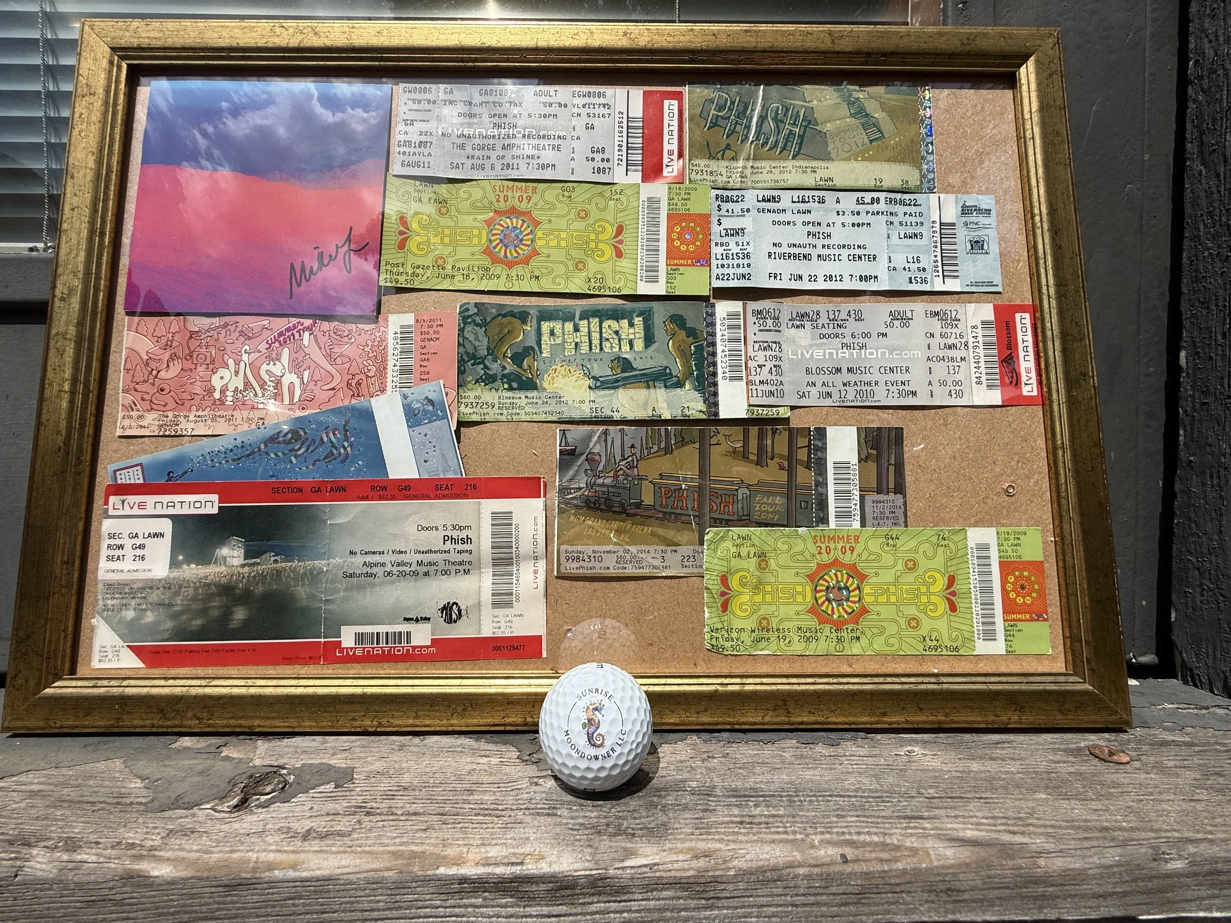 larger seahorse - The painting logo is larger and more detailed. I still have like 50 ticket stubs that I haven’t framed yet; I will eventually...