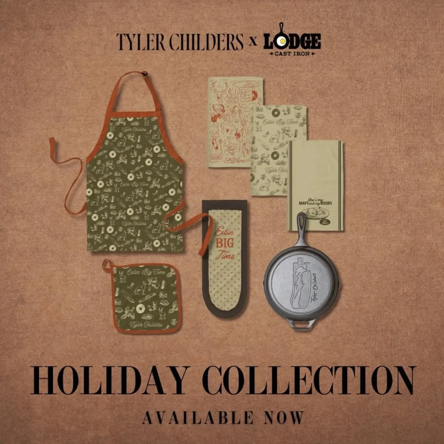 Today is the day that I can finally say that I designed something for the incredible talent that is @timmytychilders 

I designed this all over print that is featured in the holiday collection collaboration with @lodgecastiron 

This is a very limite