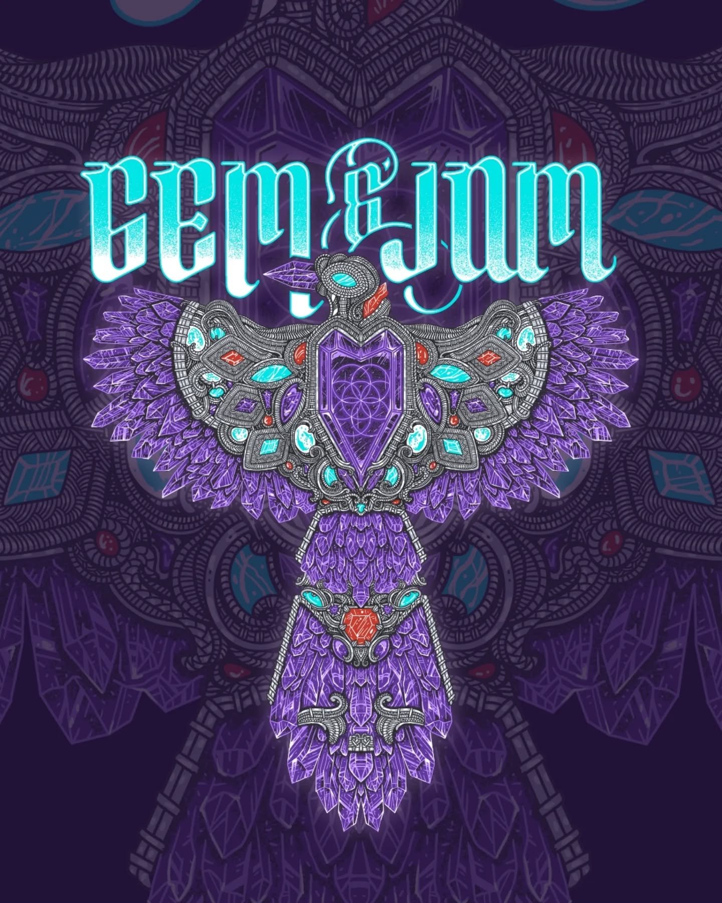 I created this design for @gemandjamfestival to try something I hadn't seen done in merch before. After the idea sparked, I wanted to see if I could form a subject as if it were a literal wire wrap.

​Knowing the level of talent among the jewelers at