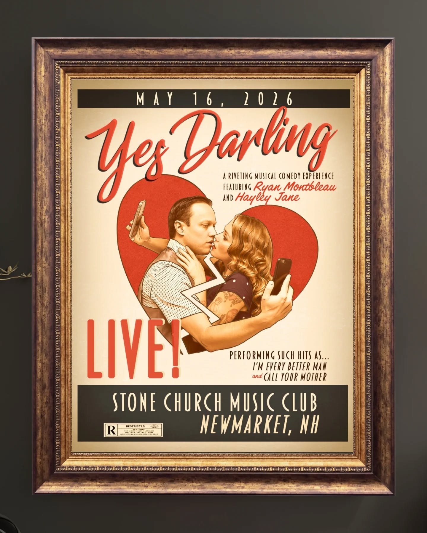 This @yesdarlingmusic ad combines the feel of a classic movie poster with the modern humor that is integral to their music. If you can get to this show in New Hampshire this May, I highly recommend it. You'll be blown away by the theatrical live musi
