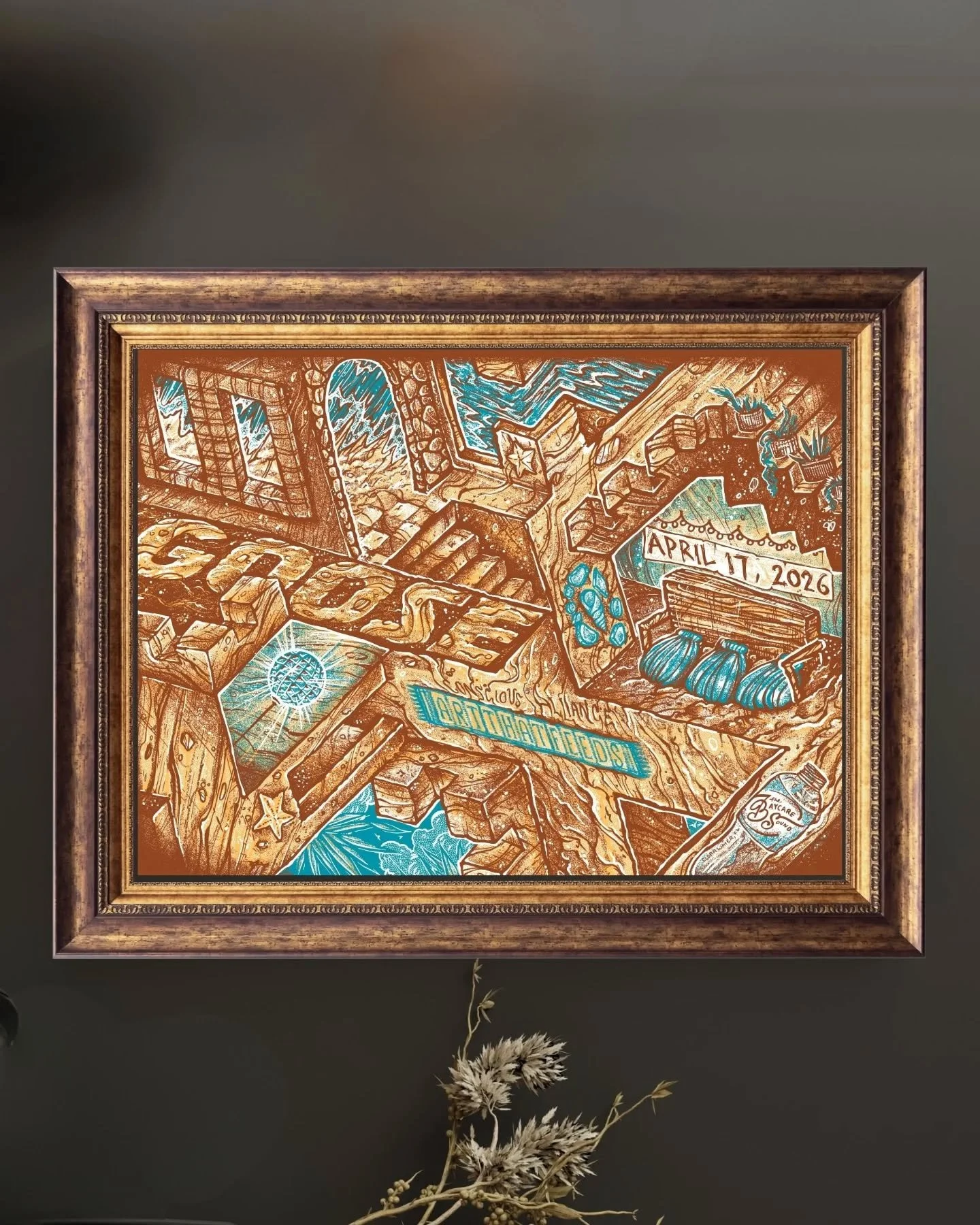 The design concept for this print is complicatedly simple: a n impossible sandcastle. 

This was heavily influenced by the master illustrations of MC Escher, as well as my time spent as a youth visiting family in Clearwater. I wanted to have a playfu