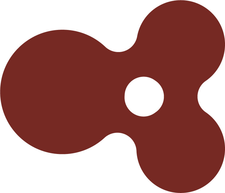 En fidget spinner med tre armar, färgad bruntvecklad plast.