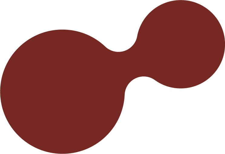 Tvärrad molekylstruktur i mörkröd färg.