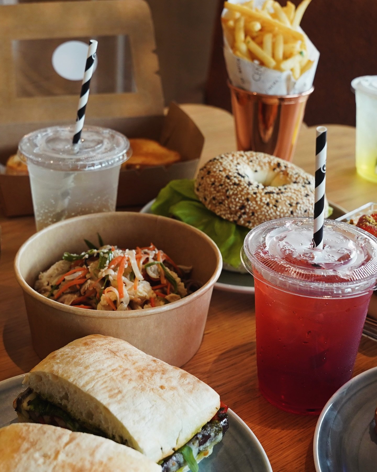 Cinema food reimagined: quinoa salad, sesame seed bagel, French fries, a burrito and specialty drinks. Available at our Grab & Go counter at Centro Singapore, Shaw Lido, Shaw theatres in Singapore.