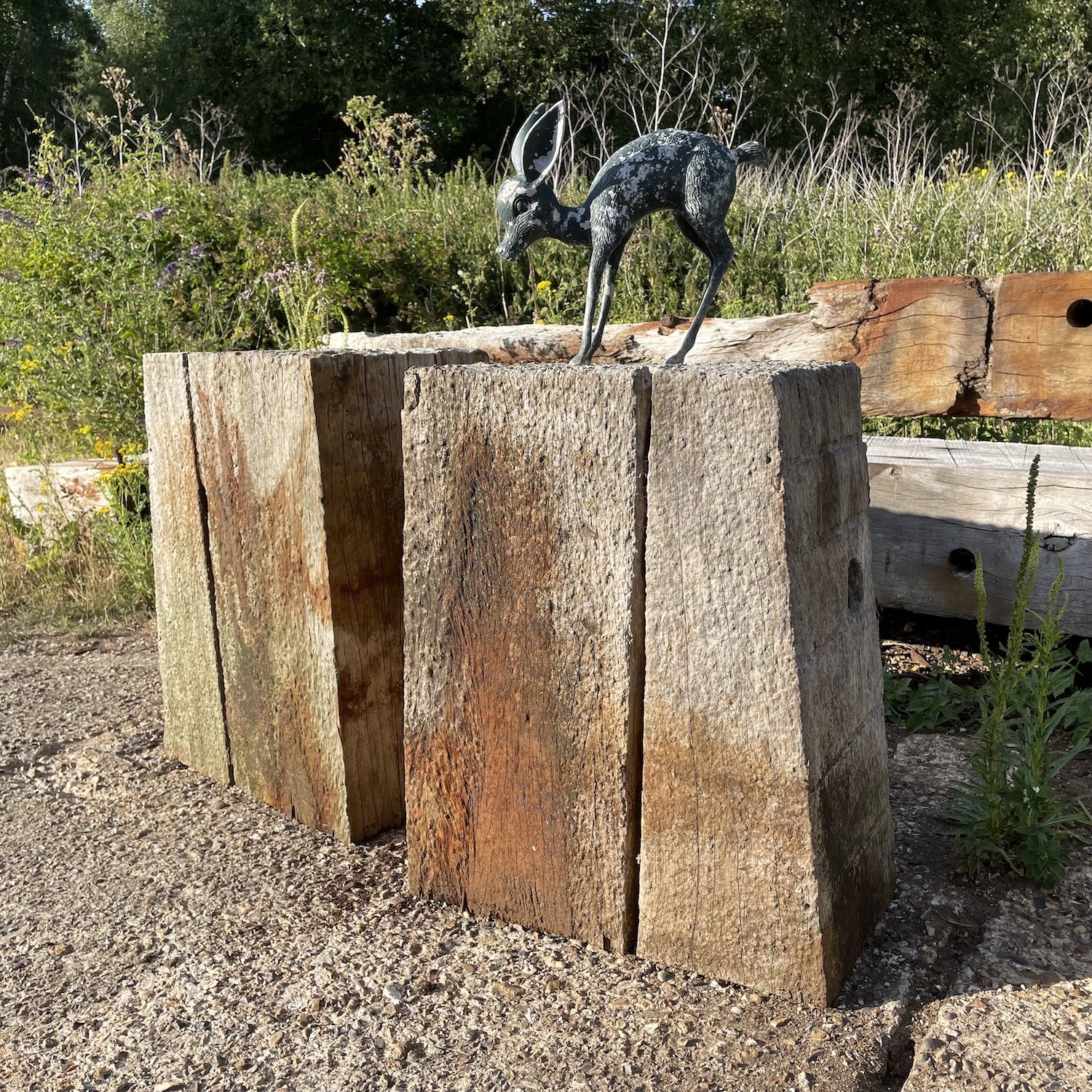 Pair of Primitive Brutalist Wooden Side Tables