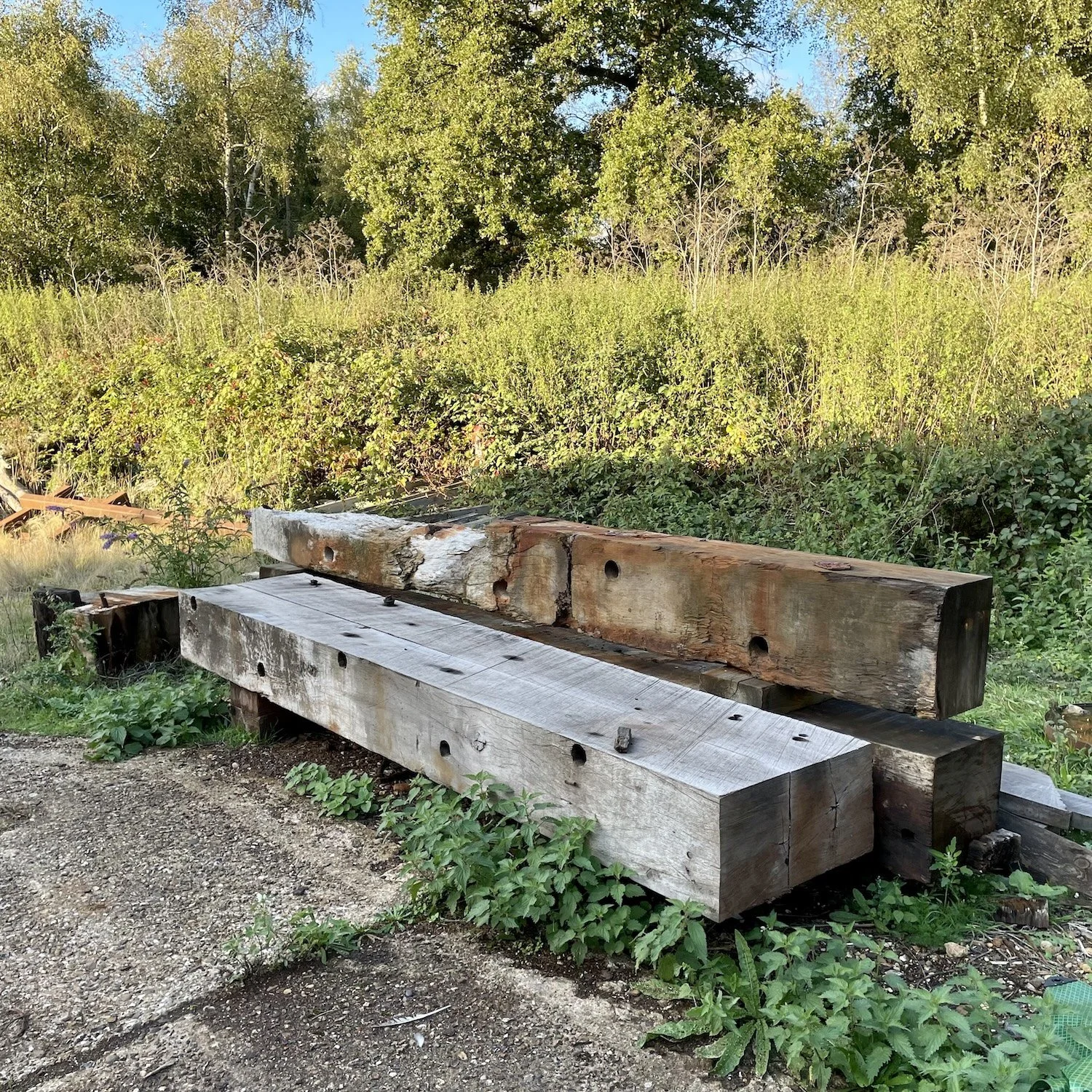 Recycled Sea Defence Timber Beam Bench