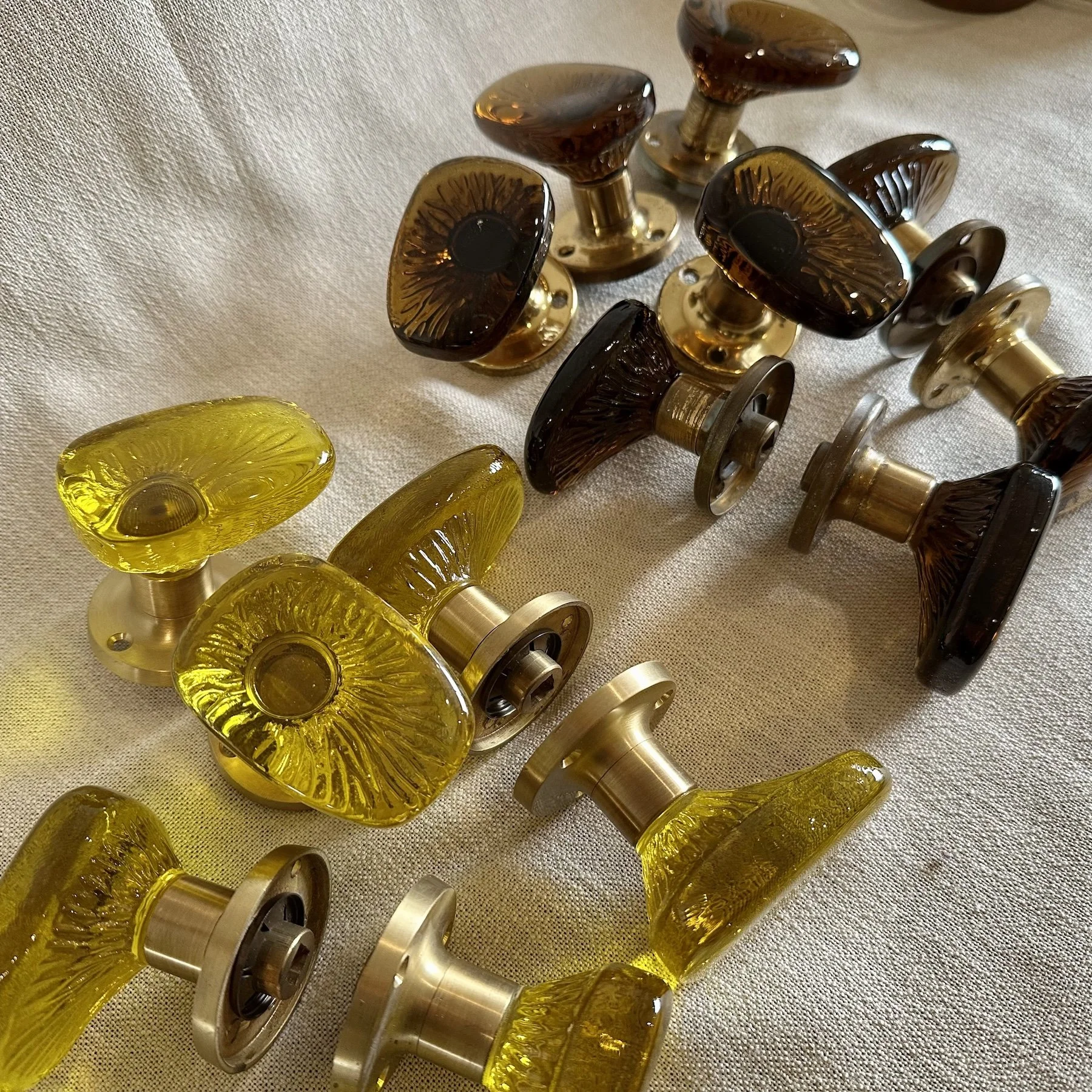Vintage 7 sets of Swedish Glass Door Handles
