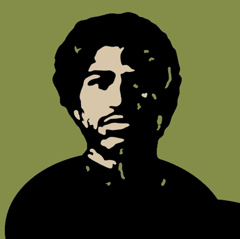 Digital illustration of a person with an afro hairstyle against a green background.