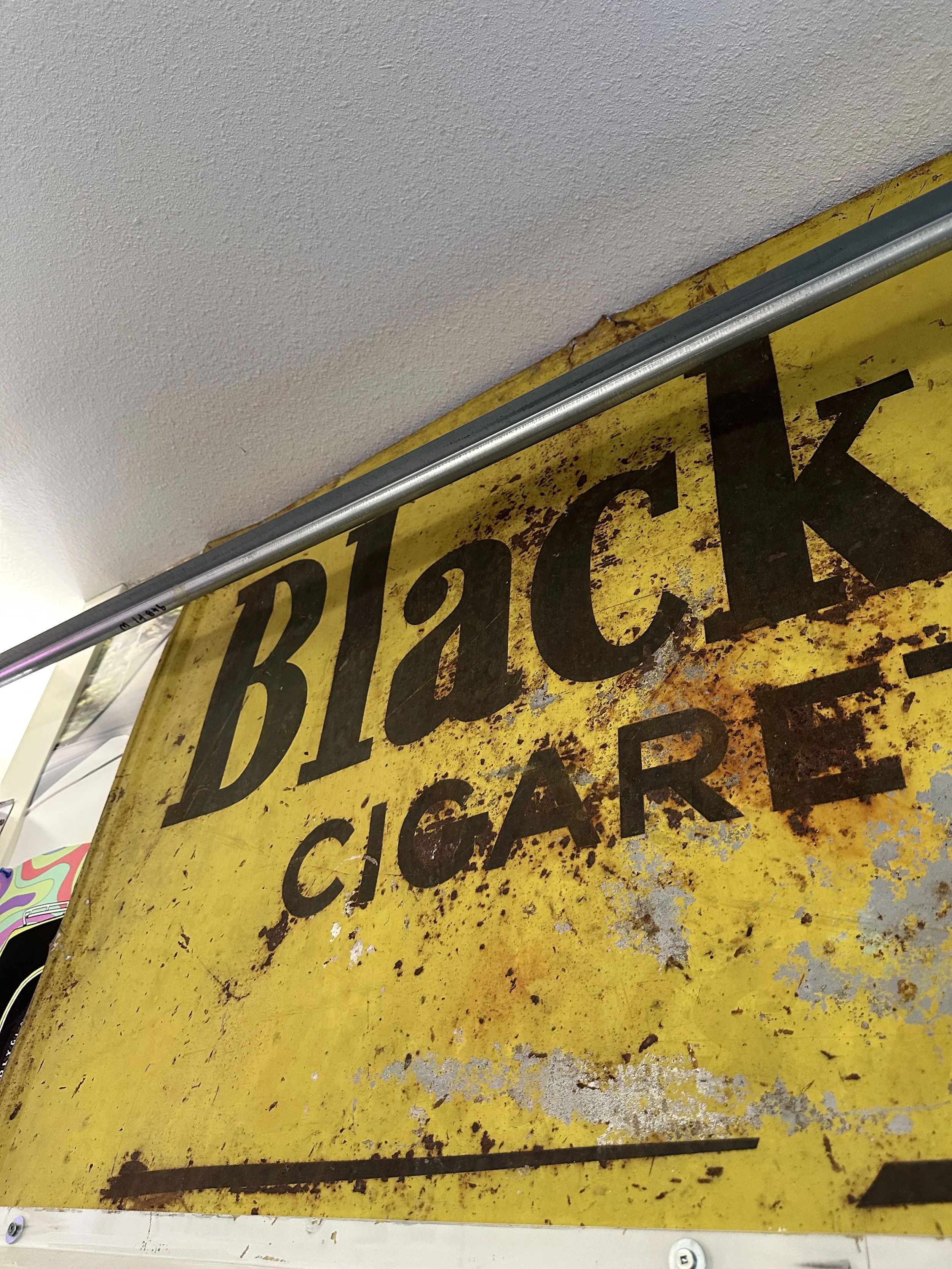 VERY LARGE Black Cat Cigarettes Advertising Sign – Original Tin Lithograph