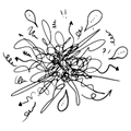 Black and white illustration of a fireworks burst