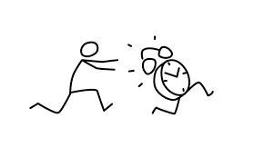 Stick figure running after a person in a wheelchair.