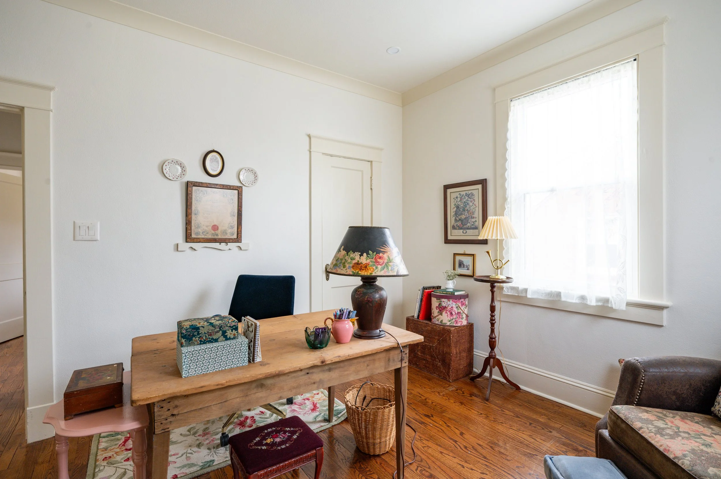 Because the rest of the room was visually active, I wanted this spot to be still. Once the pieces found their way together, the anchor became a humble bit of painted wood, once unpainted and forgotten in the corner of a dusty antique shop. I might ex