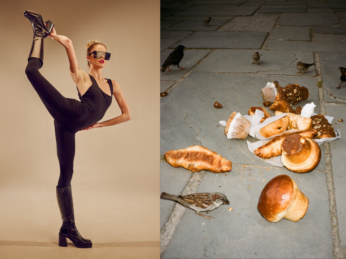 Toja Creative - fashion editorial photography, dancer, artistic life moments, birds eating fallen pastries