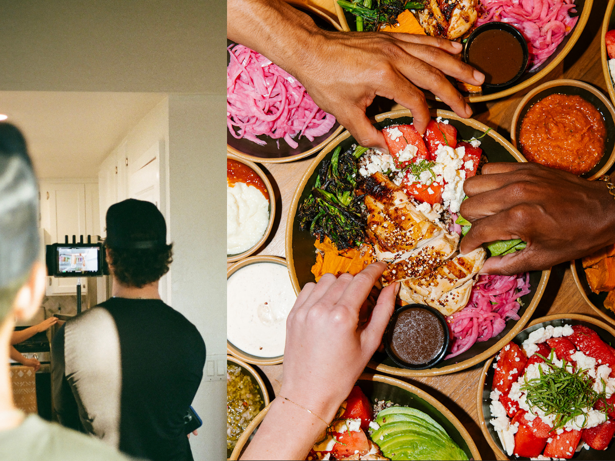 Toja creative - behind the scenes, food photography, colorful, hand movement direction