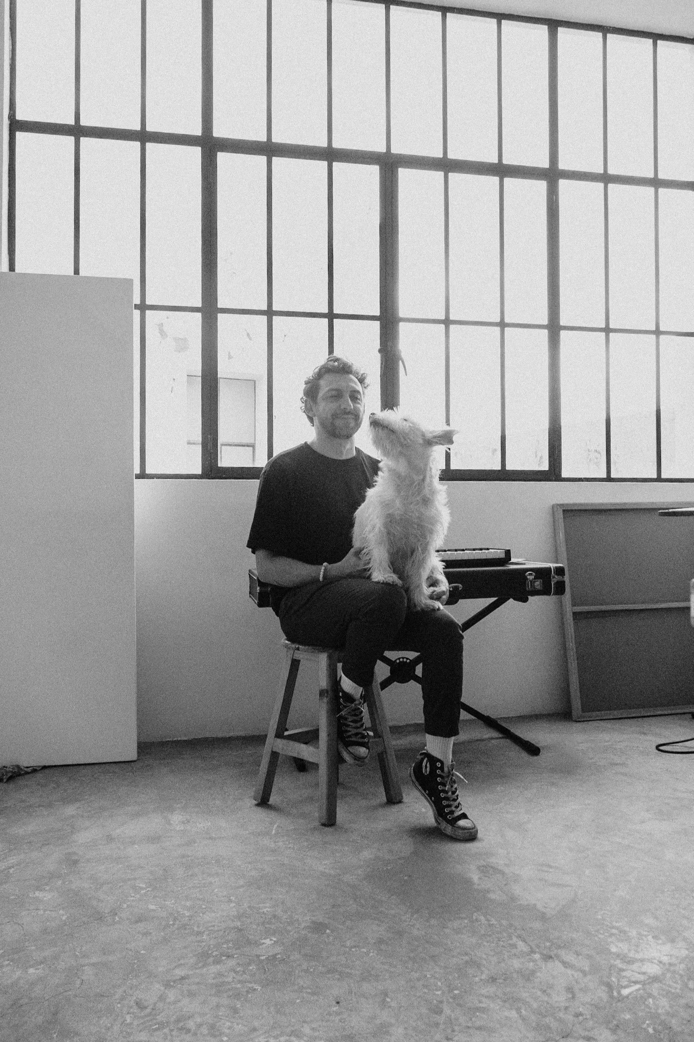 Licenciado Dominguez at his studio with his friend Paloma