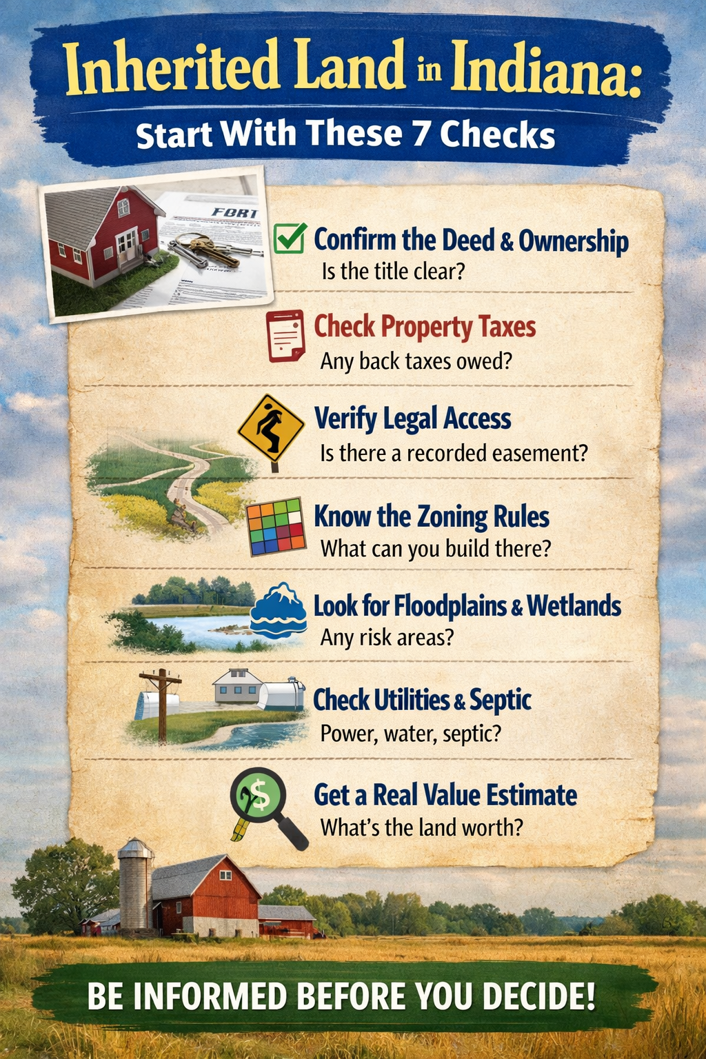 Inherited Land in Indiana: Start With These 7 Checks