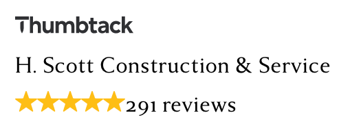 Thumbtack reviews for H. Scott Construction & Service with five-star rating and 291 reviews.